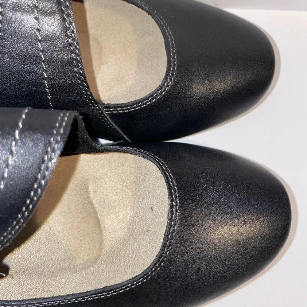 Taos Black Leather Mary Jane With Buckle Women 7.5